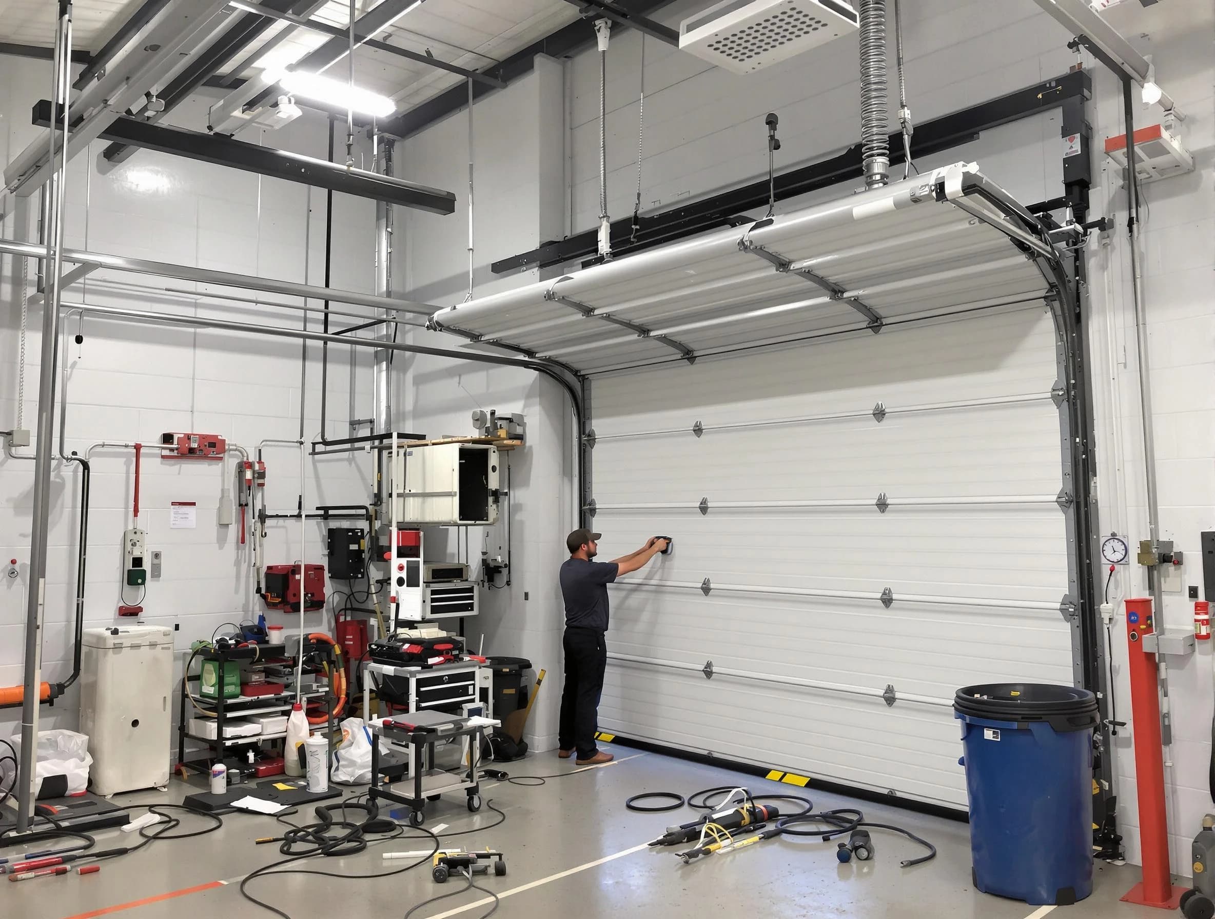 Coolidge Garage Door Repair certified technician performing commercial door repair at a Coolidge business facility