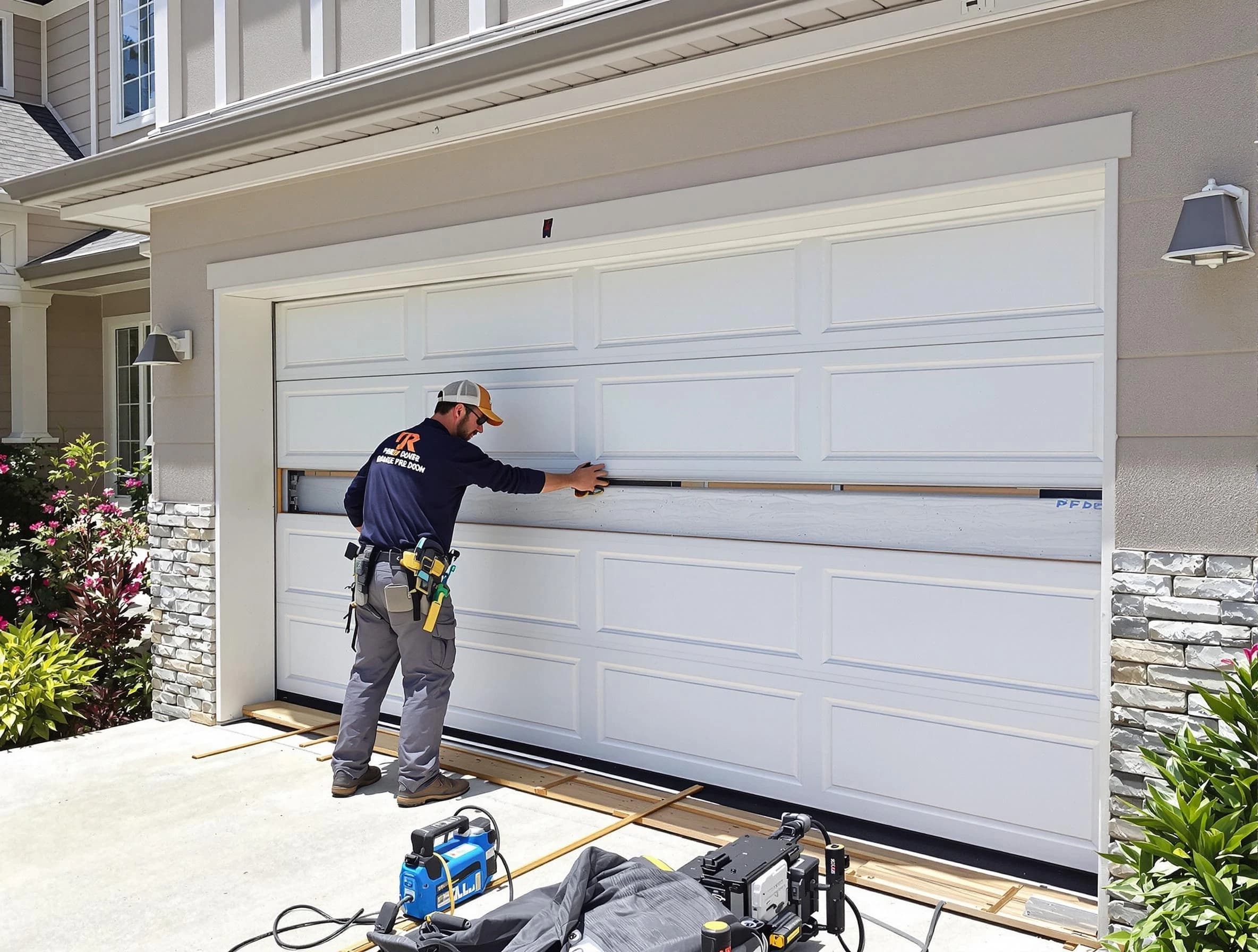 Coolidge Garage Door Repair team performing complete garage door replacement at Coolidge residence