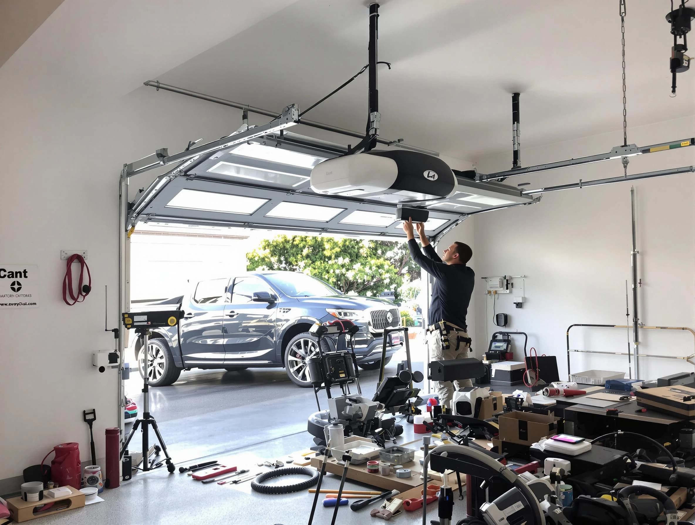 Coolidge Garage Door Repair specialist installing smart garage door opener system in Coolidge home