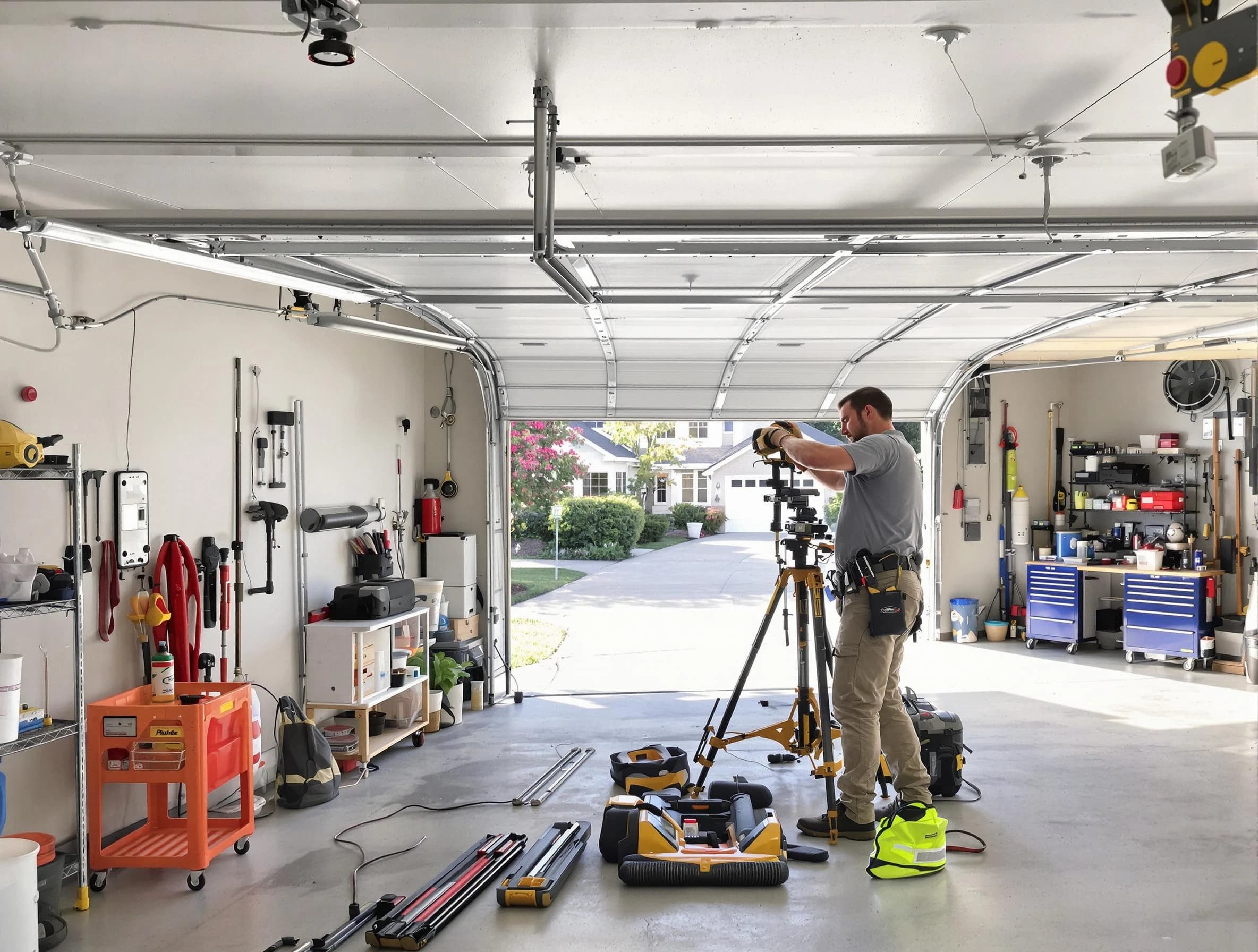 Coolidge Garage Door Repair specialist performing laser-guided track alignment in Coolidge